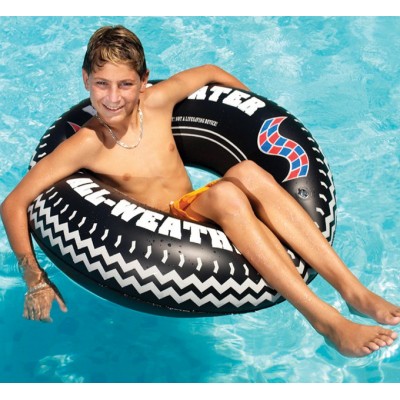 4) Swimline 902136" Inflatable Swimming Pool River Lake Floating Tire Tube Rings   